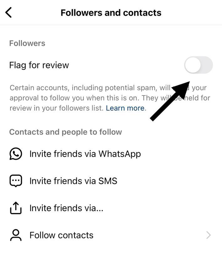 Instagram Flag for review setting